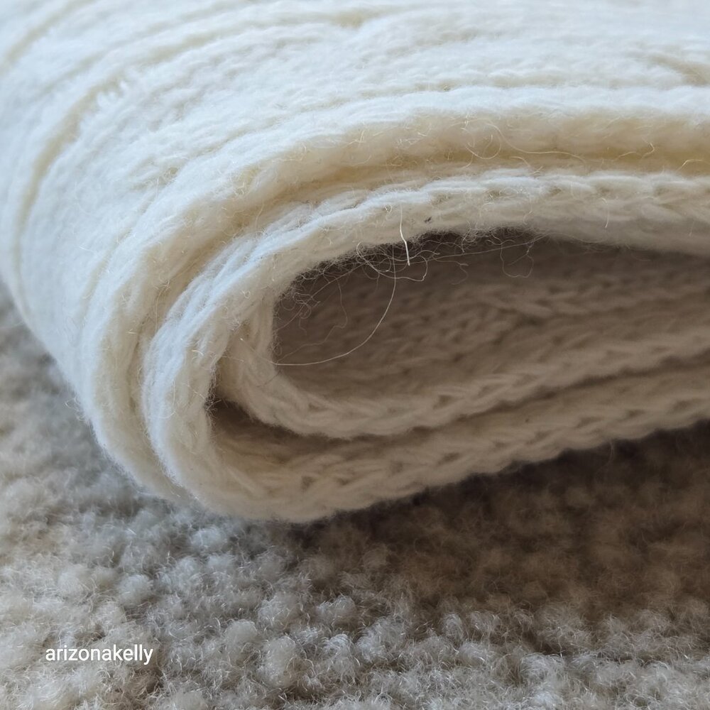 Wool or Wool Blend Cable Knit Ivory Scarf - Picture 10 of 15